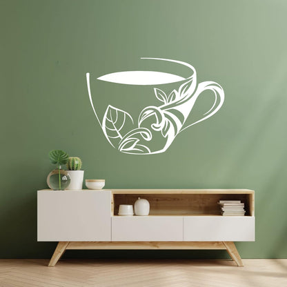 Cup Of Coffee Tea Dishes Fine Carving Stickers Removable Without Leaving Glue
