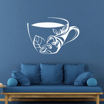 Cup Of Coffee Tea Dishes Fine Carving Stickers Removable Without Leaving Glue