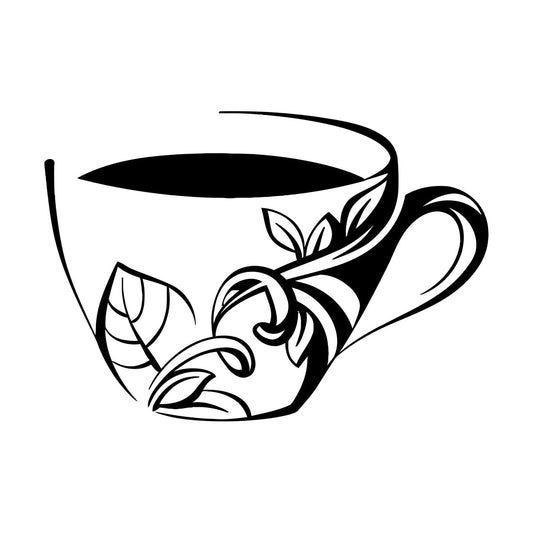 Cup Of Coffee Tea Dishes Fine Carving Stickers Removable Without Leaving Glue
