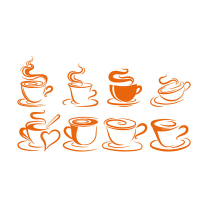 Wall Stickers Cups Of Coffee Tea Time Cafe Kitchen Restaurant Self Adhesive