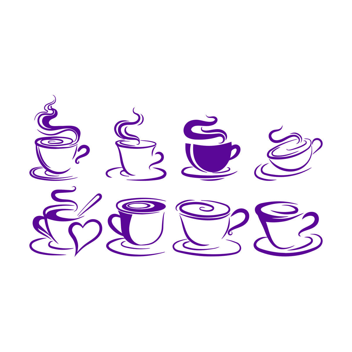 Wall Stickers Cups Of Coffee Tea Time Cafe Kitchen Restaurant Self Adhesive