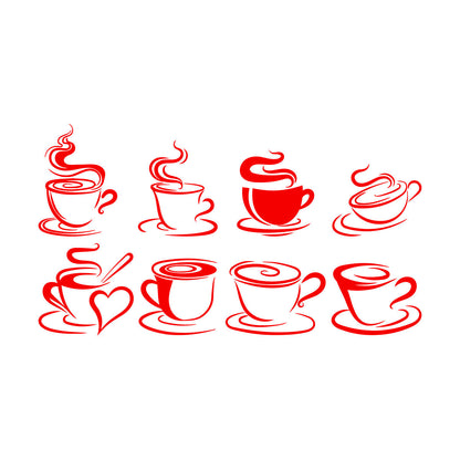 Wall Stickers Cups Of Coffee Tea Time Cafe Kitchen Restaurant Self Adhesive