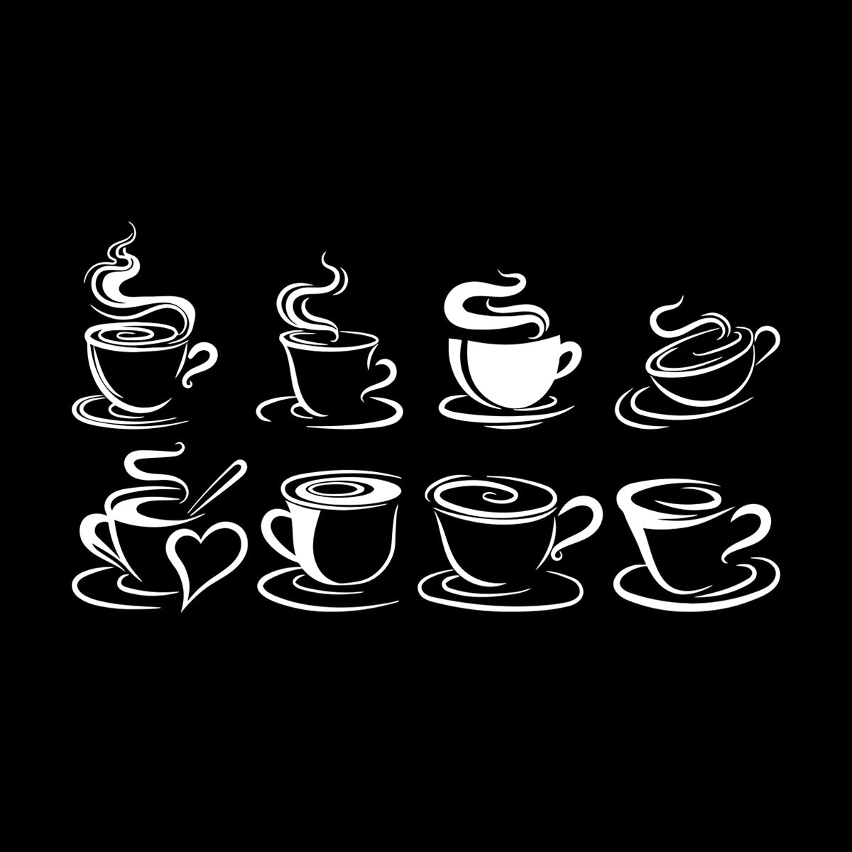 Wall Stickers Cups Of Coffee Tea Time Cafe Kitchen Restaurant Self Adhesive