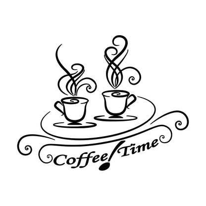 Fine Carving Decals Cups Of Coffee Time Cafe Kitchen Dining Room Do Not Damage The Wall Surface
