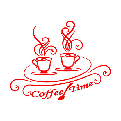 Fine Carving Decals Cups Of Coffee Time Cafe Kitchen Dining Room Do Not Damage The Wall Surface
