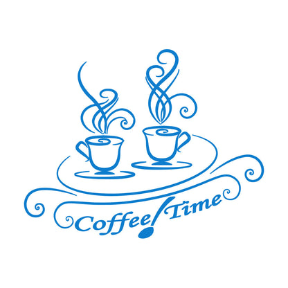 Fine Carving Decals Cups Of Coffee Time Cafe Kitchen Dining Room Do Not Damage The Wall Surface