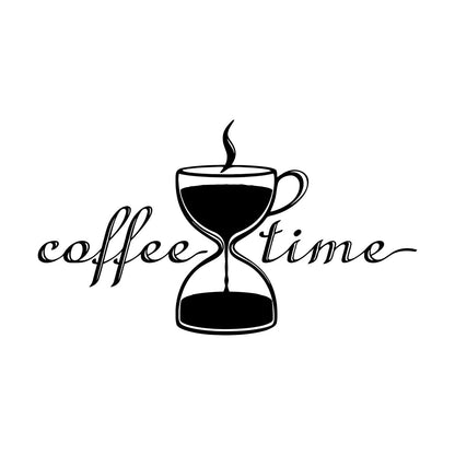 Coffee Time Break Hourglass Tea Cup Restaurant Wall Decals Pvc Art Mural Painting