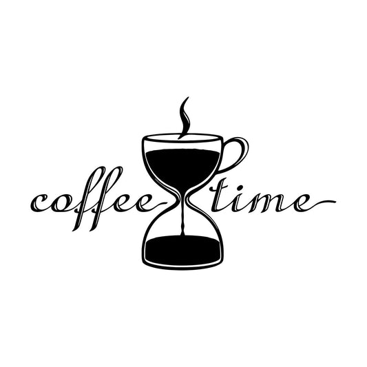 Coffee Time Break Hourglass Tea Cup Restaurant Wall Decals Pvc Art Mural Painting
