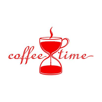 Coffee Time Break Hourglass Tea Cup Restaurant Wall Decals Pvc Art Mural Painting