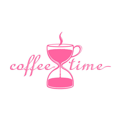 Coffee Time Break Hourglass Tea Cup Restaurant Wall Decals Pvc Art Mural Painting