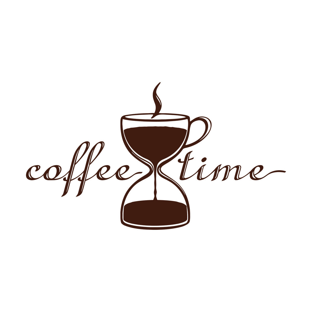 Coffee Time Break Hourglass Tea Cup Restaurant Wall Decals Pvc Art Mural Painting