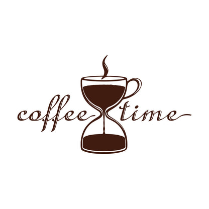 Coffee Time Break Hourglass Tea Cup Restaurant Wall Decals Pvc Art Mural Painting