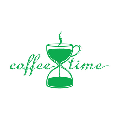 Coffee Time Break Hourglass Tea Cup Restaurant Wall Decals Pvc Art Mural Painting