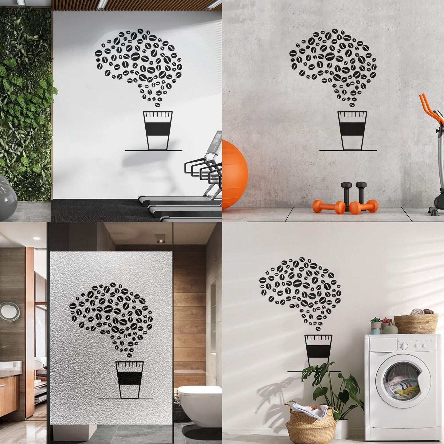 Lettering Stickers Drink Cup Of Coffee House Bean Brain Cafe Multiple Size Options