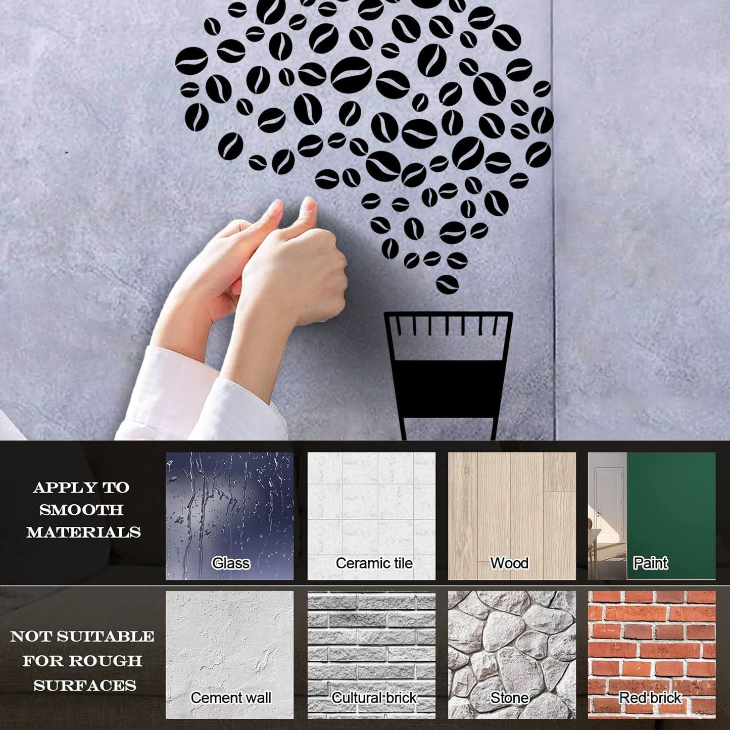 Lettering Stickers Drink Cup Of Coffee House Bean Brain Cafe Multiple Size Options