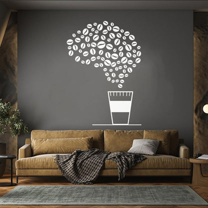 Lettering Stickers Drink Cup Of Coffee House Bean Brain Cafe Multiple Size Options