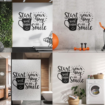 Funny Cafe Quote Mug Coffee Time Lettering Wall Decals Personalized Customization