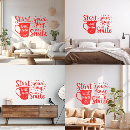 Funny Cafe Quote Mug Coffee Time Lettering Wall Decals Personalized Customization