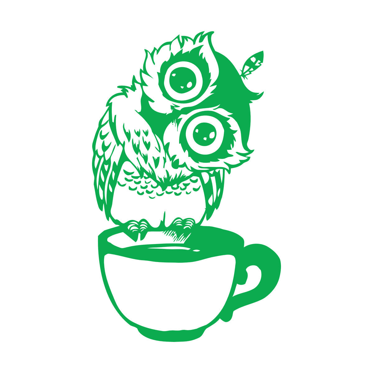 Vinyl Wall Decals Funny Cartoon Owl Cup Of Tea Coffee Kitchen Can Modify And Add Information