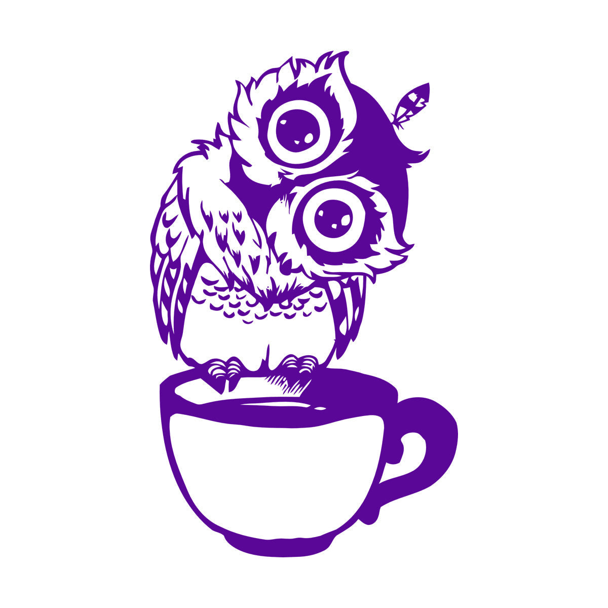 Vinyl Wall Decals Funny Cartoon Owl Cup Of Tea Coffee Kitchen Can Modify And Add Information
