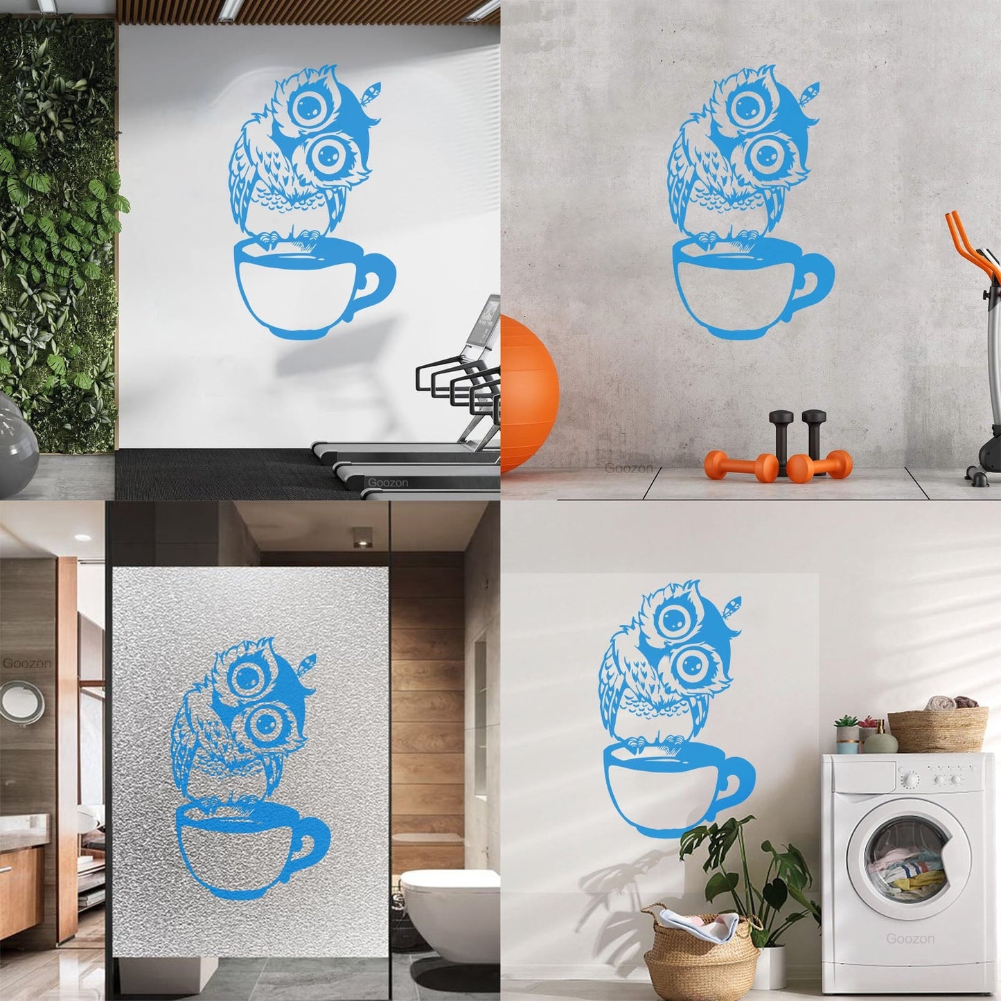 Vinyl Wall Decals Funny Cartoon Owl Cup Of Tea Coffee Kitchen Can Modify And Add Information