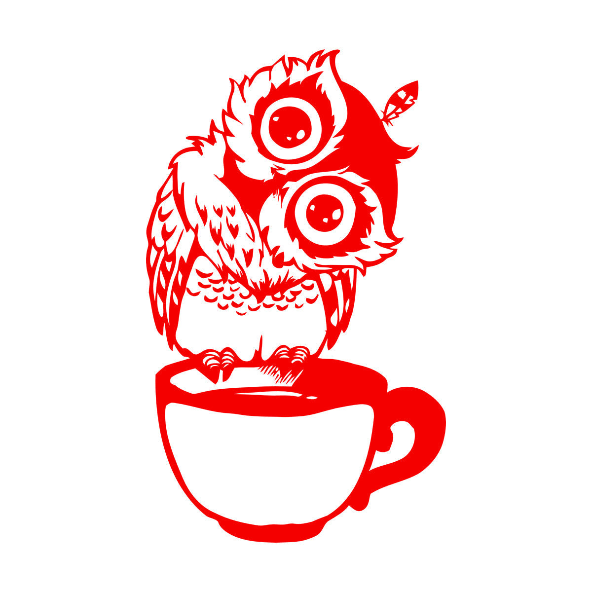 Vinyl Wall Decals Funny Cartoon Owl Cup Of Tea Coffee Kitchen Can Modify And Add Information