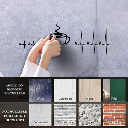 Wall Stickers Paster Paper Heartbeat Pulse Cup Of Coffee House Car Body Decoration