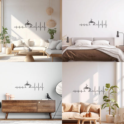 Wall Stickers Paster Paper Heartbeat Pulse Cup Of Coffee House Car Body Decoration