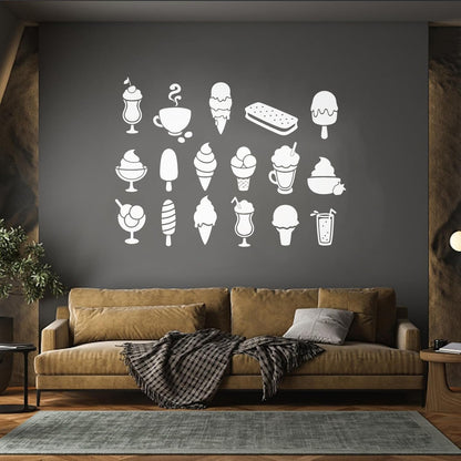 Wall Vinyl Sticker Decor Ice Cream Truck Man Dessert Food Coffee Cafe Window Decals