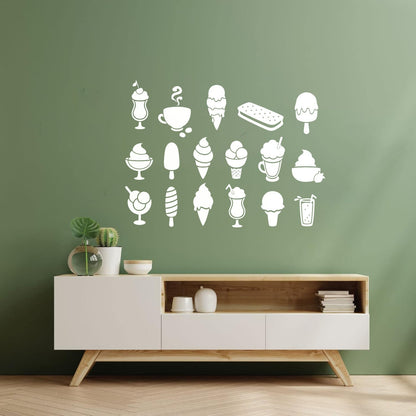 Wall Vinyl Sticker Decor Ice Cream Truck Man Dessert Food Coffee Cafe Window Decals