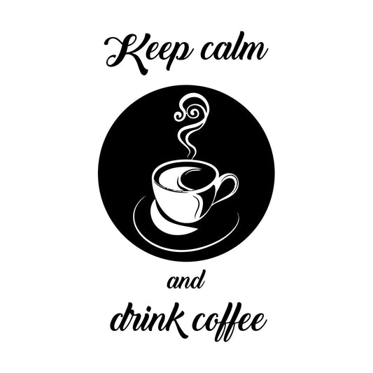 Fine Carving Stickers Keep Calm And Drink Coffee Cafe Quote Glass Stickers