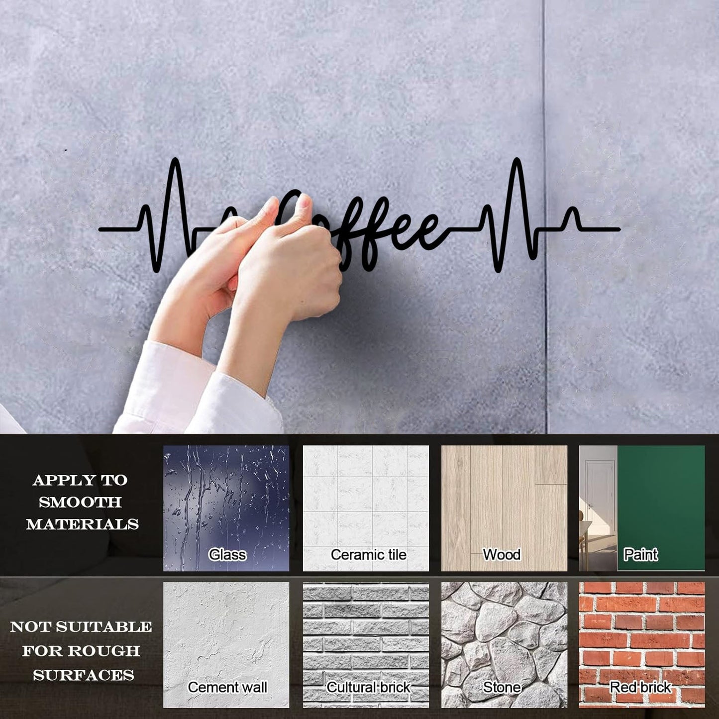 Vinyl Art Sticker Kitchen Coffee Words Cardiogram Coffee House Cafe Removable Without Leaving Glue