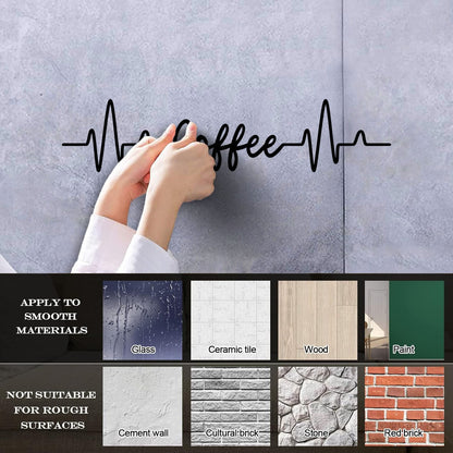 Vinyl Art Sticker Kitchen Coffee Words Cardiogram Coffee House Cafe Removable Without Leaving Glue