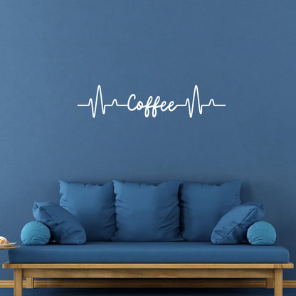Vinyl Art Sticker Kitchen Coffee Words Cardiogram Coffee House Cafe Removable Without Leaving Glue