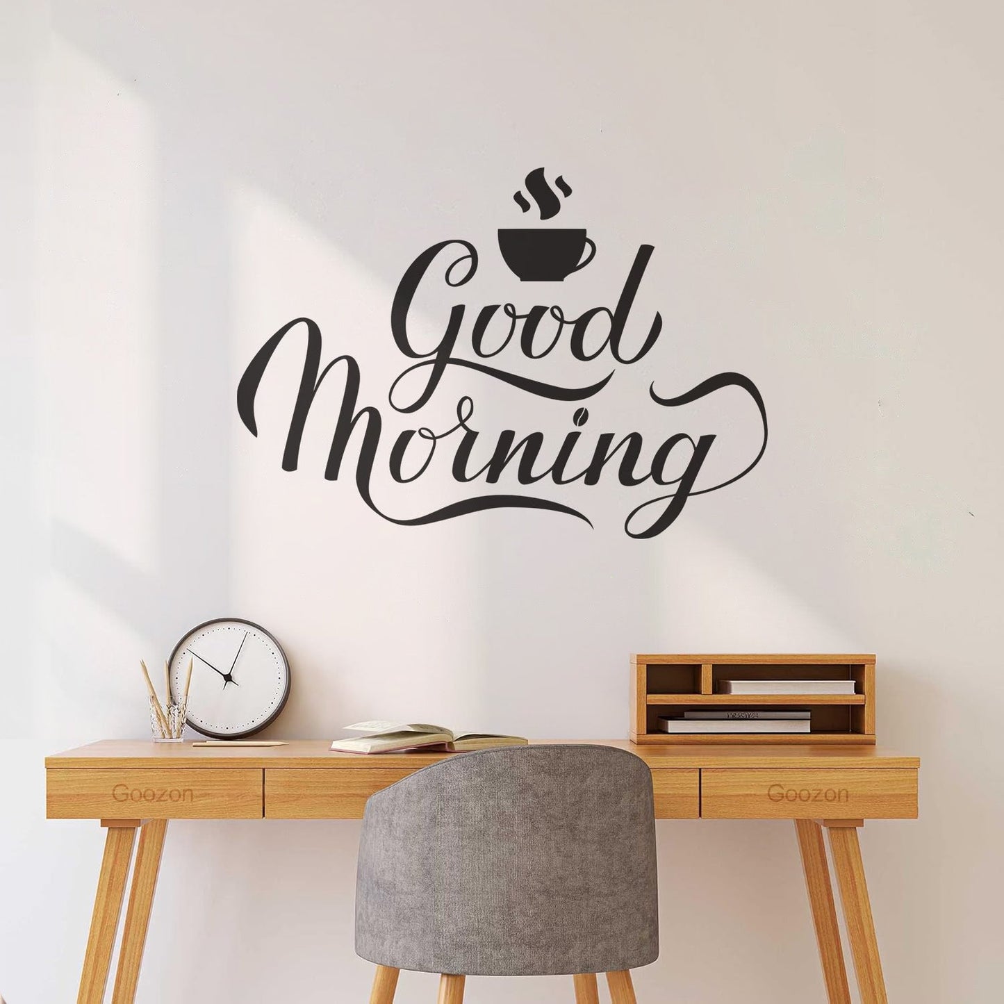 Engraving Stickers Kitchen Phrase Good Morning Coffee Cup Breakfast Self Adhesive