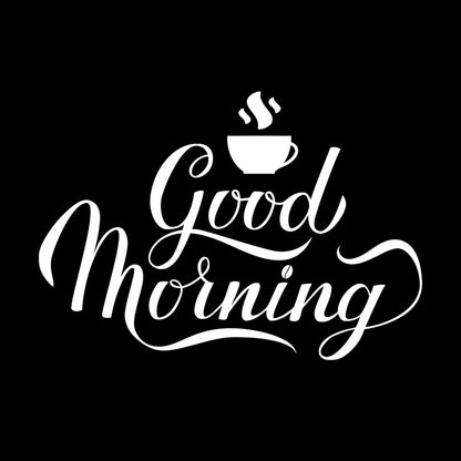 Engraving Stickers Kitchen Phrase Good Morning Coffee Cup Breakfast Self Adhesive