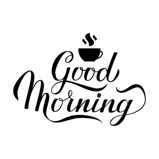 Engraving Stickers Kitchen Phrase Good Morning Coffee Cup Breakfast Self Adhesive