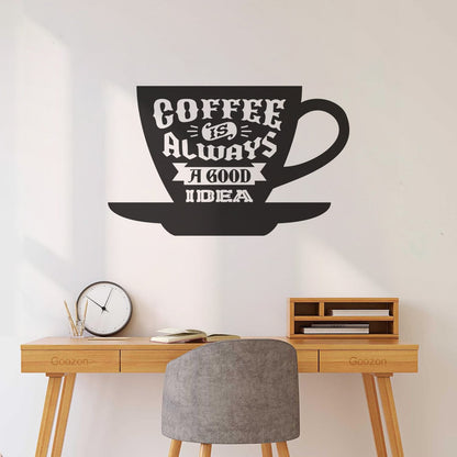 Wall Decals Pvc Kitchen Quote Coffee Always Good Idea Multi Color Selection