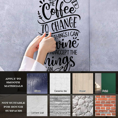 Kitchen Quote Motivation Phrase Coffee Wine Cafe Lettering Stickers Equipped With Transfer Film Kit