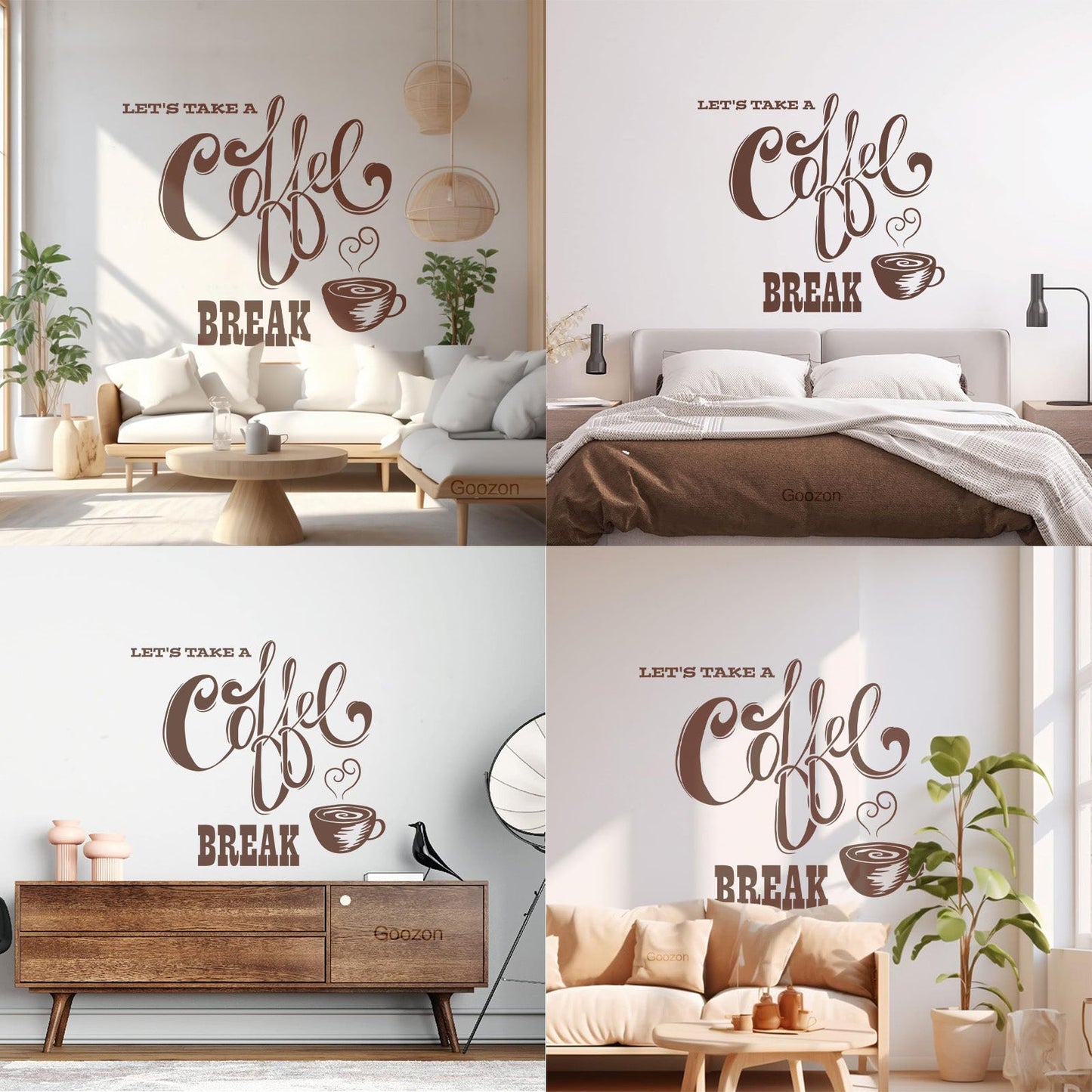 Wall Decals Paster Paper Let'S Take Coffee Break Cafe Quote Coffee Cup Easy Installation