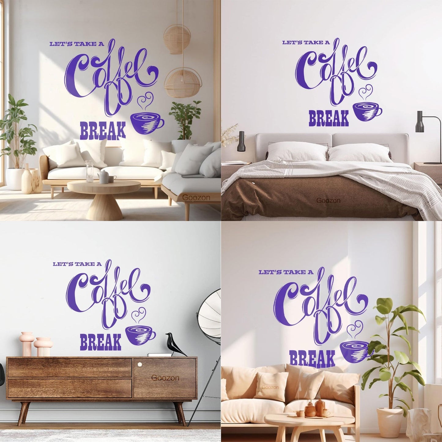 Wall Decals Paster Paper Let'S Take Coffee Break Cafe Quote Coffee Cup Easy Installation