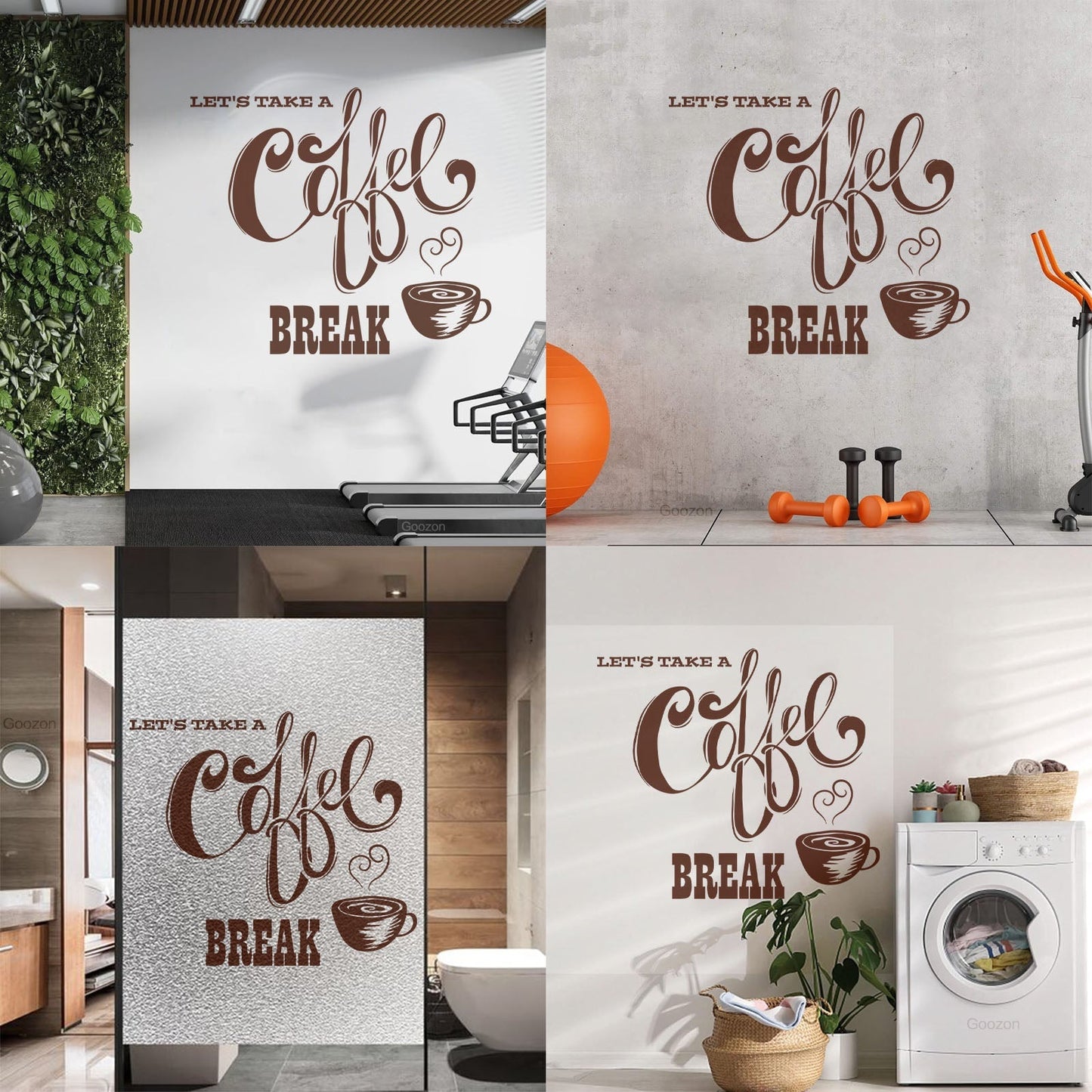 Wall Decals Paster Paper Let'S Take Coffee Break Cafe Quote Coffee Cup Easy Installation