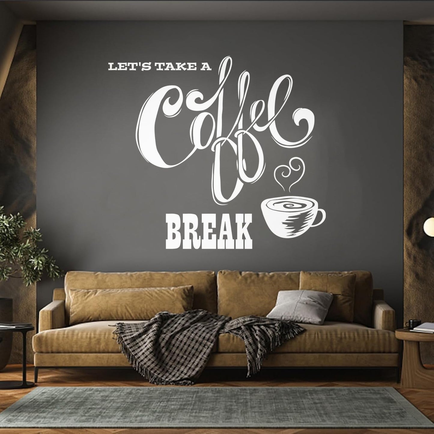 Wall Decals Paster Paper Let'S Take Coffee Break Cafe Quote Coffee Cup Easy Installation