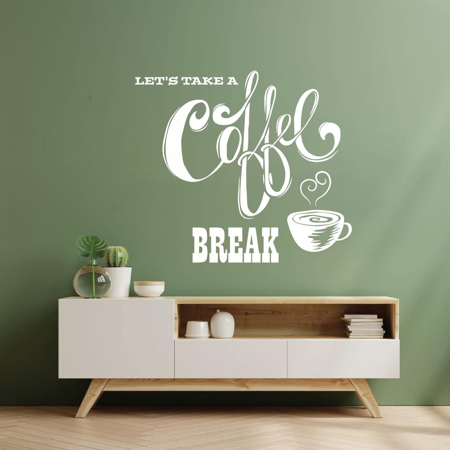 Wall Decals Paster Paper Let'S Take Coffee Break Cafe Quote Coffee Cup Easy Installation