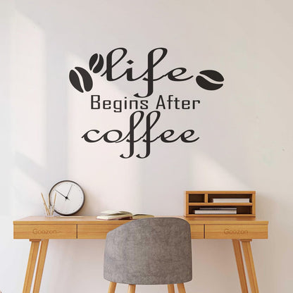 Engraving Decals Lettering Quote Life Begins After Coffee Shop It Won'T Fall Off