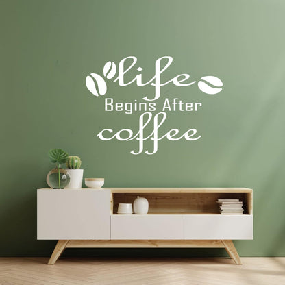Engraving Decals Lettering Quote Life Begins After Coffee Shop It Won'T Fall Off