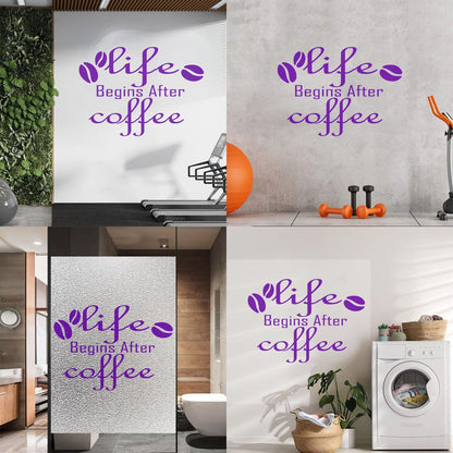 Engraving Decals Lettering Quote Life Begins After Coffee Shop It Won'T Fall Off