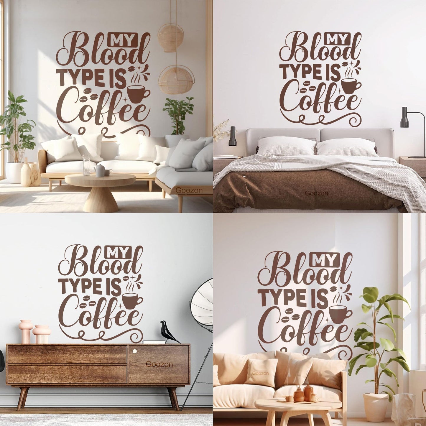 Wall Stickers Paster Paper My Blood Type Is Coffee Phrase Cafe Calligraphy Can Modify And Add Information