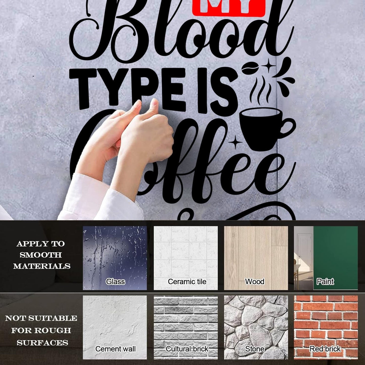 Wall Stickers Paster Paper My Blood Type Is Coffee Phrase Cafe Calligraphy Can Modify And Add Information