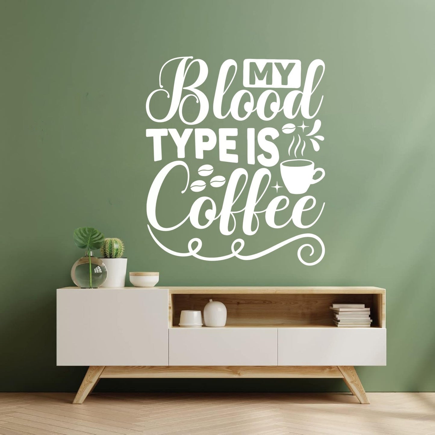 Wall Stickers Paster Paper My Blood Type Is Coffee Phrase Cafe Calligraphy Can Modify And Add Information